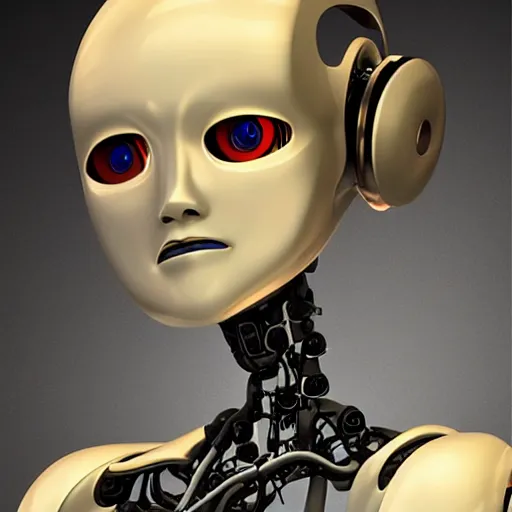 Image similar to a robot who's learning about human emotion, artistic, digital art