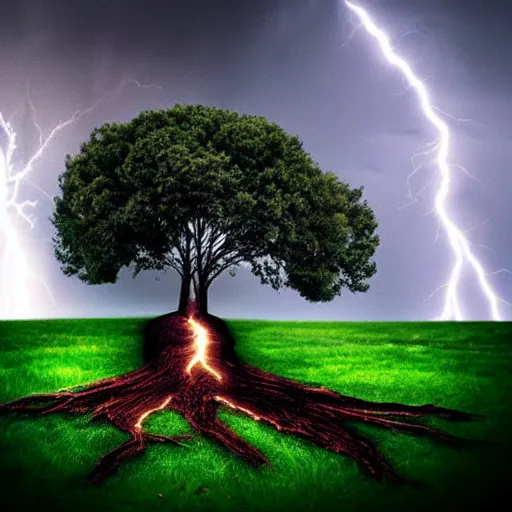 a tree getting hit by lightning, surreal style | Stable Diffusion | OpenArt