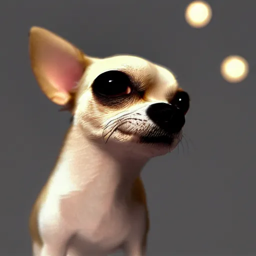 Prompt: chihuahua holding a camera, octane render