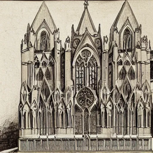 Image similar to design of a gothic cathedral by leonardo