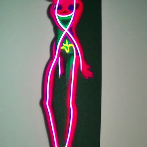 Image similar to 3 d neon art of a womens body, amazing detail