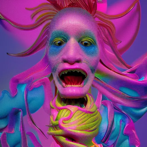 Prompt: francis - bacon, lisa - frank, the - dark - crystal, ultra - detail, high - resolution, octane - render, dramatic colors,