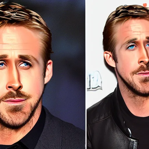 Image similar to ryan gosling morphing into a cat