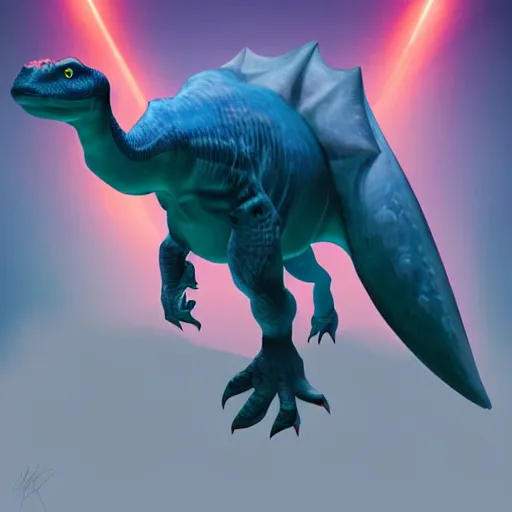 Image similar to a super hero dinosaur, beautiful lighting, digital art,