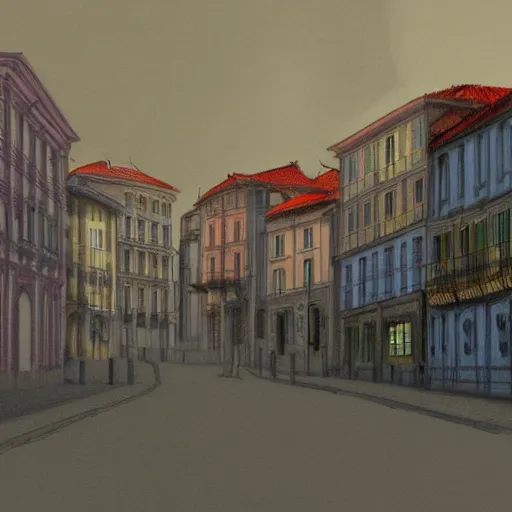 Image similar to city of oporto, concept art, pastel soft colors, in the style of robert hickox, oscar galvan