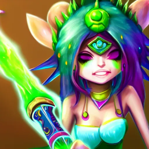 Image similar to Drawing of Neeko from League of Legends, League of Legends champion splashart, Riot Games