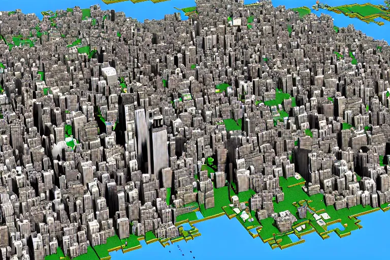 Image similar to new york in the style of minecraft