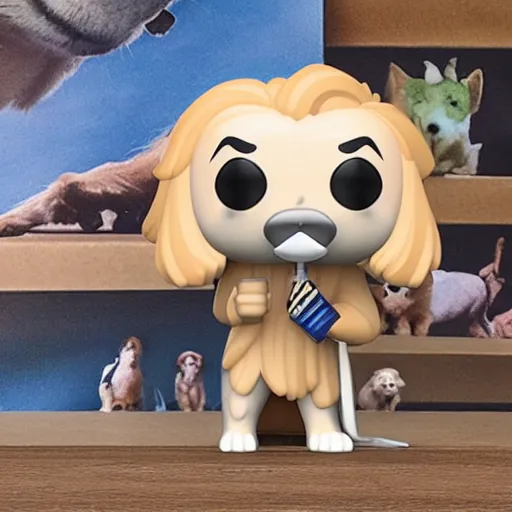 Prompt: a golden retriever dog pop figure