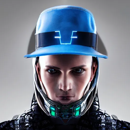 Image similar to a hat from the future, cyber punk, product photography, highly detailed, epic lighting, hyper photorealism, trending on artstation 8 k