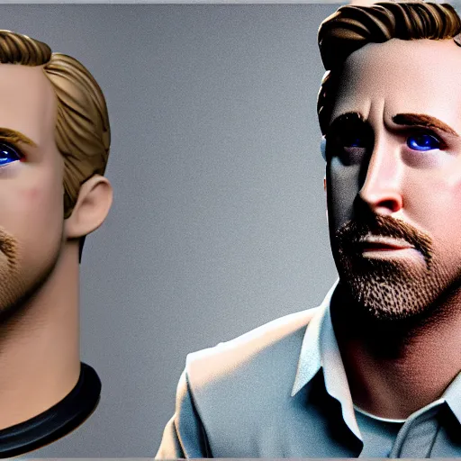 Image similar to ryan gosling amiibo, studio lighting, highly detailed, rtx, 8 k, unreal engine 5,