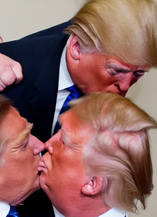 Image similar to beautiful high quality photo of donald trump kissing donald trump.