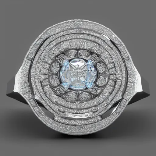 Image similar to diamond magic ring fantasy item, 8 k, fantasy, realistic, volumetric lighting, mood lighting, product view, rendered in cinema 4 d