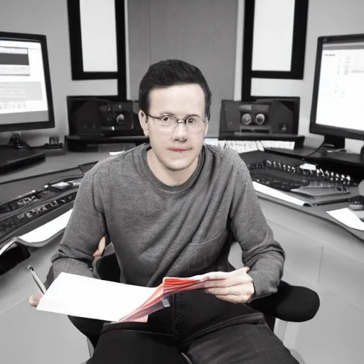 Image similar to typical reddit moderator, studio portrait