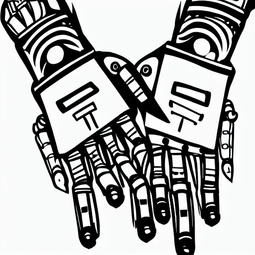 Image similar to robot hands line-art