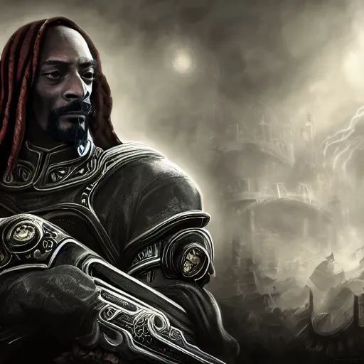 Image similar to portrait of snoop dogg as the grim reaper, league of legends amazing splashscreen artwork, gears of war, splash art, natural light, elegant, photorealistic facial features, intricate, fantasy, detailed face, atmospheric lighting, anamorphic lens flare, cinematic lighting, league of legends splash art, hd wallpaper, ultra high details by greg rutkowski