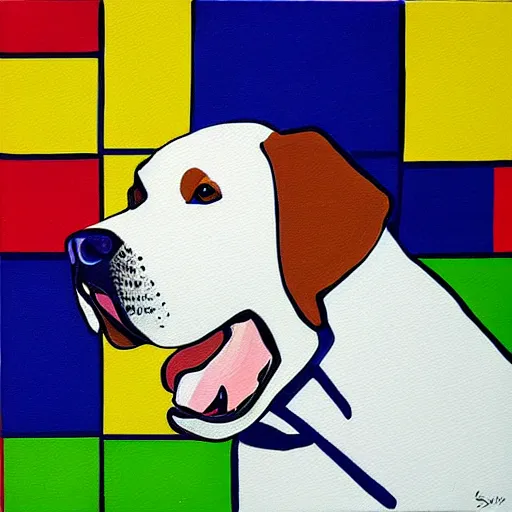 Prompt: labrador dog, painting, de stijl, sharp focus