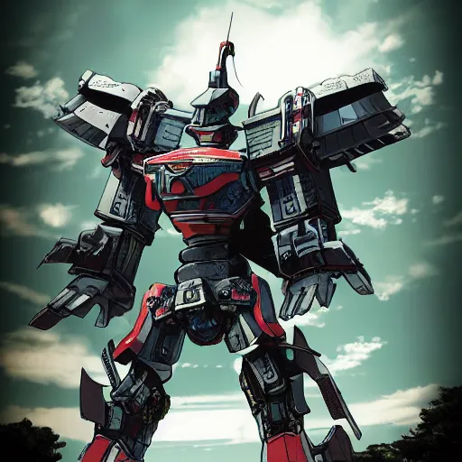 Image similar to a giant robot samurai. anime