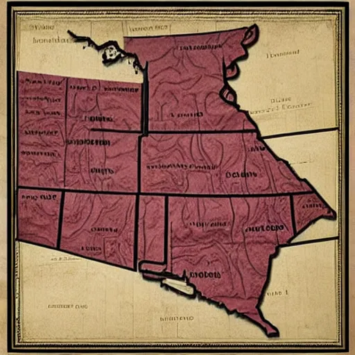 Prompt: a map of the state of wisconsin, wrinkled, faded