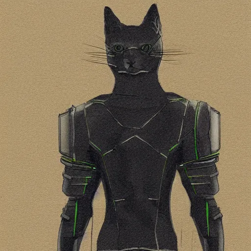 Image similar to cyberpunk cat in suit sketch side view full body - s 2 7 6 0 0 0 3 1 5 9