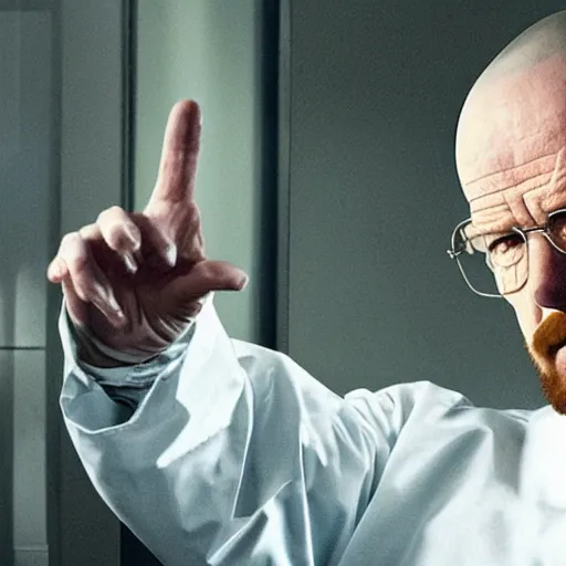 Prompt: walter white in house, m. d