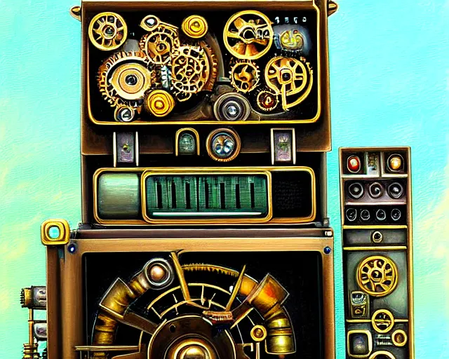 Image similar to steam punk mechanical computer, detailed painting