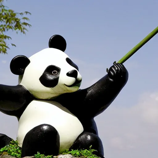 Image similar to giant panda chrome statue