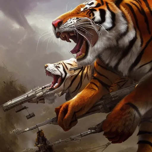 Image similar to a award winning commission of a fit anthro albino soldier tiger shooting,digitalt art,hyperdetailed,photorealistic,art by greg rutkowski,character design by charles bowater,ross tran,deviantart,artstation,high detailed,cinematic,movie scene,detailed face