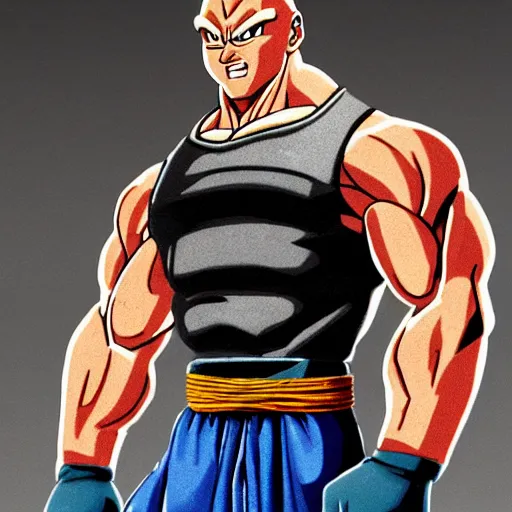 Prompt: dwayne johnson as character from dragon ball z cartoon