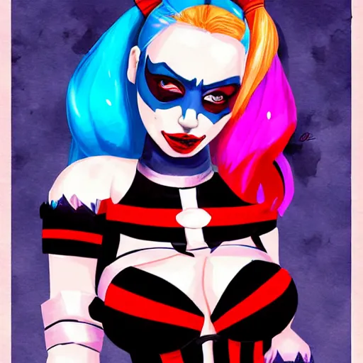 Image similar to harley quinn, fanart,