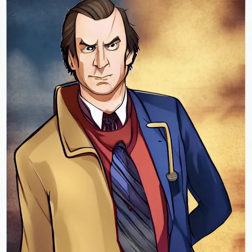 Image similar to Saul Goodman as an ace attorney character, 4K, deviantart, fanart, HD