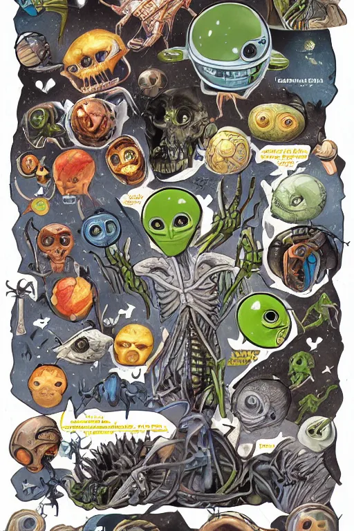 Prompt: anatomy of aliens book page