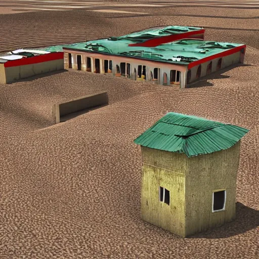 Prompt: 3 d art of a flour mill in africa