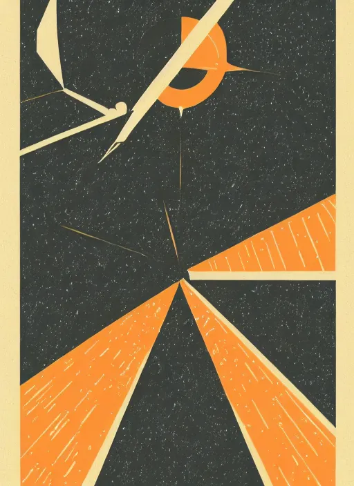 Prompt: a mid - century modern illustration, screen printed, textured, paper texture, of star wars