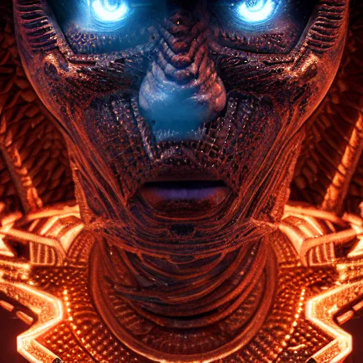 Image similar to trapped cosmic deities with eyes made of interstellar stargates with molten honeycomb structure, intricate detail, royo, whealan, giger, hd, 8 k, octane render, unreal engine,