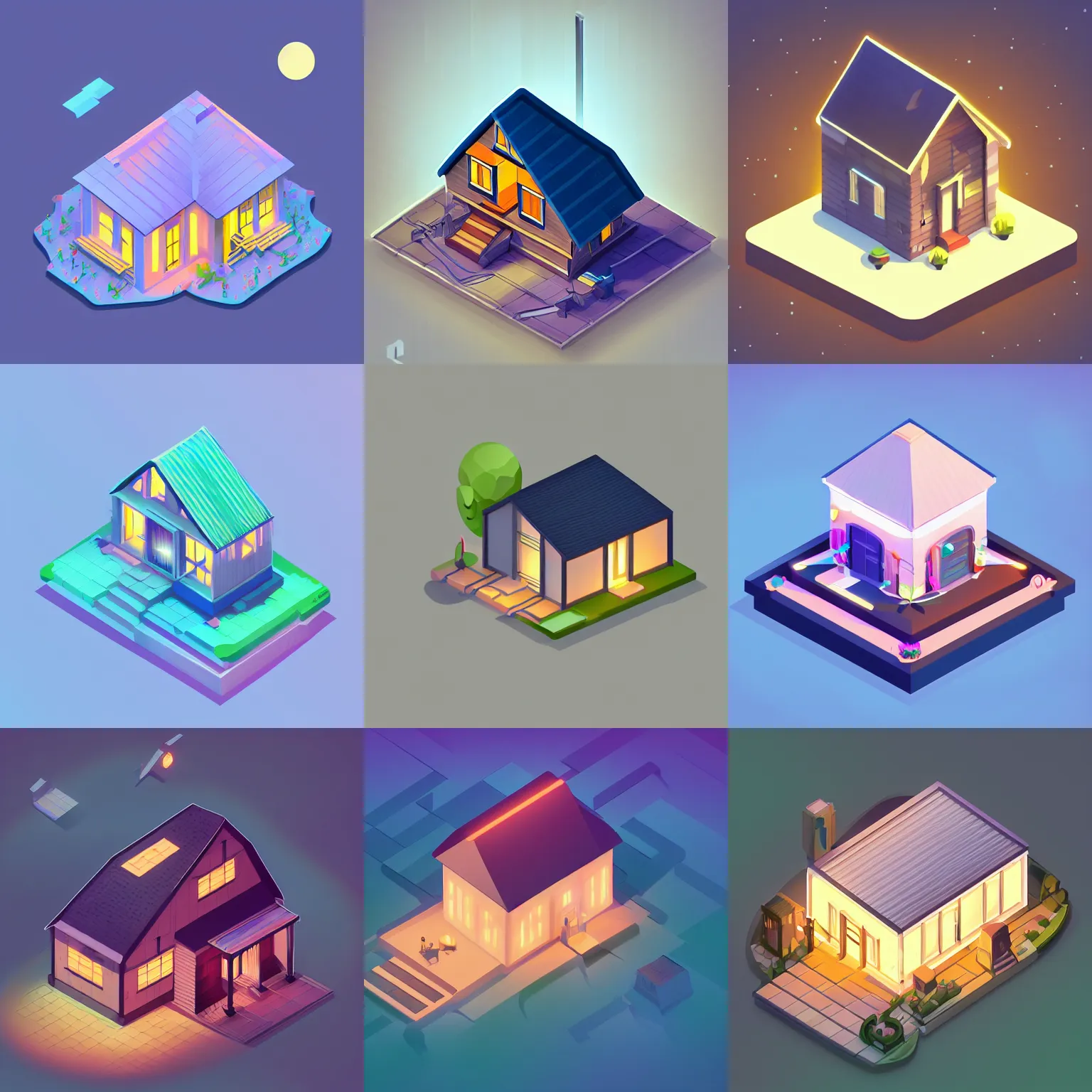 Prompt: isometric webdesign icon for house with gable roof, soft lighting, rays of light, light beams, by tooth wu, dan mumford, beeple, rossdraws, Artstation