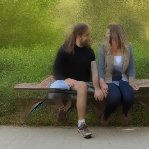 Image similar to a couple sitting on a park bench