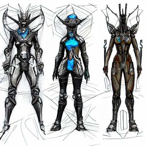 Prompt: warframe the man in the wall, explorer sketch, eldritch journalist, grand scale, intricate detailed