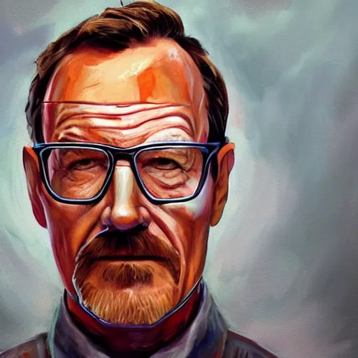 Image similar to bryan cranston as Gordon freeman, painting, full body