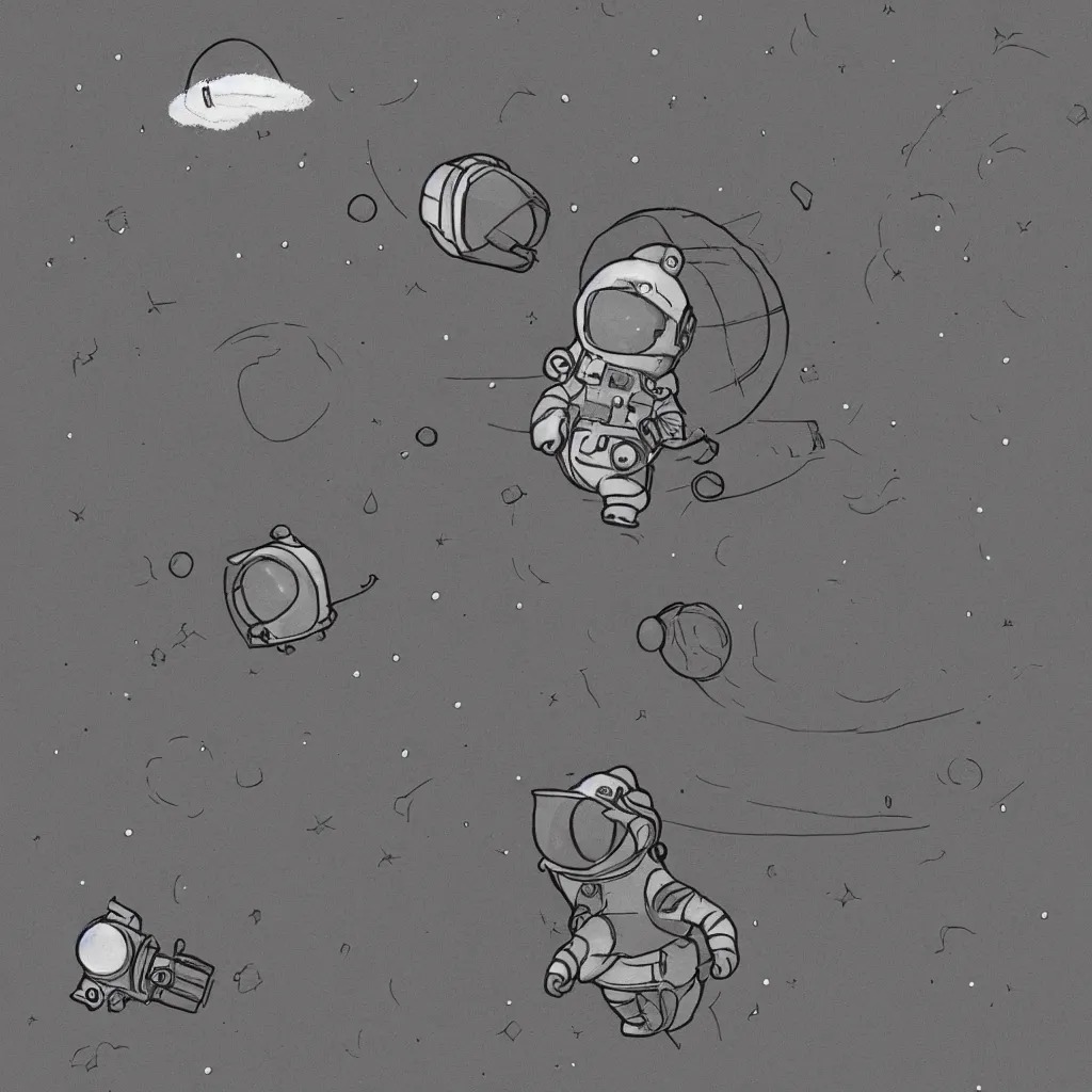 Prompt: character sketch of a corgi astronaut on the moon