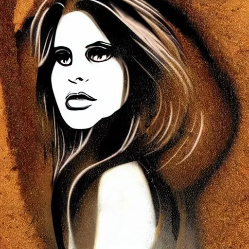 Image similar to cave drawing of lana del rey