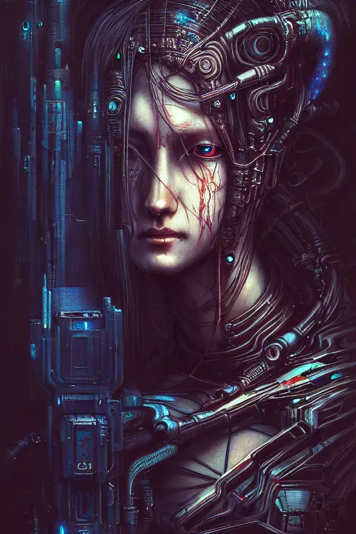 Image similar to a highly detailed long shot photo of cyberpunk female character by ayami kojima, elf, beksinski, giger, elf, gun, intricate, digital painting, artstation, concept art, smooth, sharp focus, full body
