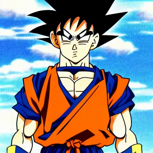 Image similar to Goku and the dragon ball character drawn by the studio ghibli art style