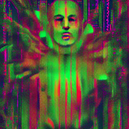 Prompt: psychoactive 🪰. Silence of the lambs movie poster. radioactive. pixel glitching. cool hack cyberpunk. 🪰🪰🪰🪰🪰. psychadelic rainbow colors. superglitch. wallhack