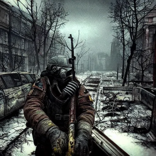 Image similar to metro 2 0 3 3 style, selfie, postapocalytpic