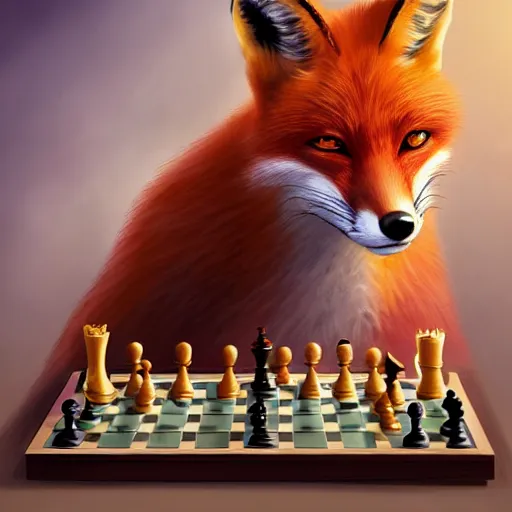 Image similar to A fox playing chess, facing the viewer, trending on FurAffinity, energetic, dynamic, digital art, highly detailed, FurAffinity, high quality, digital fantasy art, FurAffinity, favorite, character art