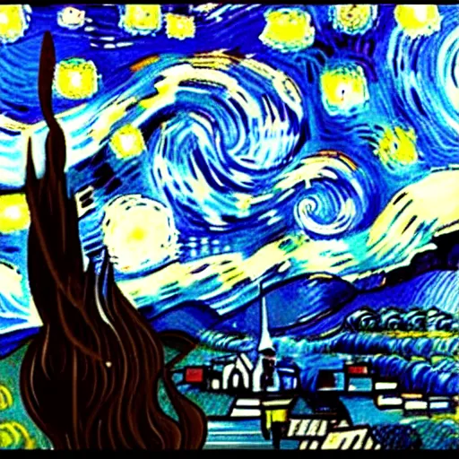 Prompt: gigachad in the style of starry night