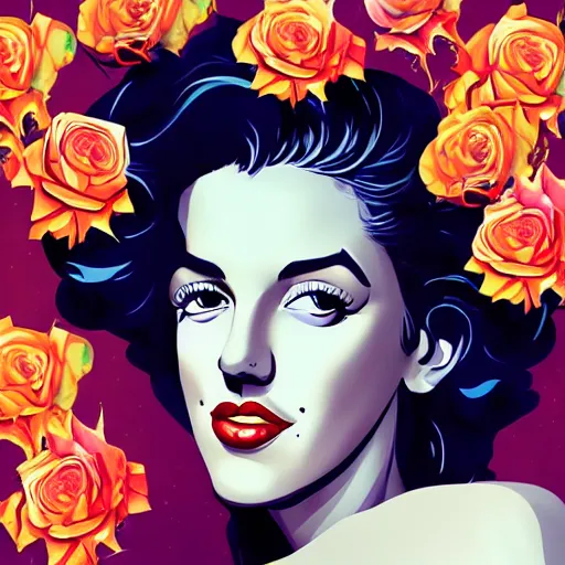 Image similar to beautiful charming goddess of sunshine and roses, inspired by stephanie beatriz and marilyn monroe, character art portrait, deviantart artstation, by alena aenami, by michael whelan, behance hd, bokeh