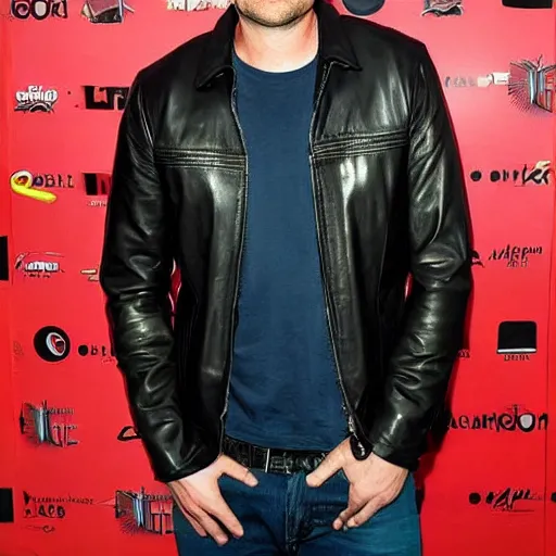 Prompt: karl urban in a black leather jacket, the boys