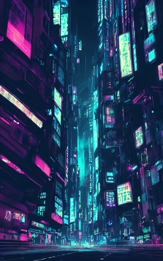 Image similar to concept art of a magnificent dark neon futuristic cyberpunk city bustling street at night cyberart in the style of liam wong in the film akira rendered in octane, 3 d render, trending on cgsociety, blender 3 d, displacement mapped