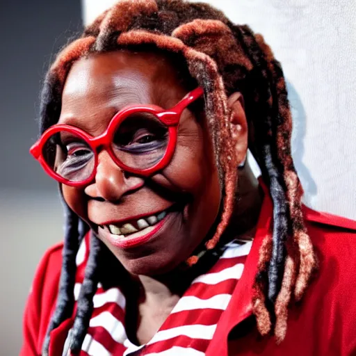 Prompt: Whoopi Goldberg as harley quinn, 8k, high definition, highly detailed